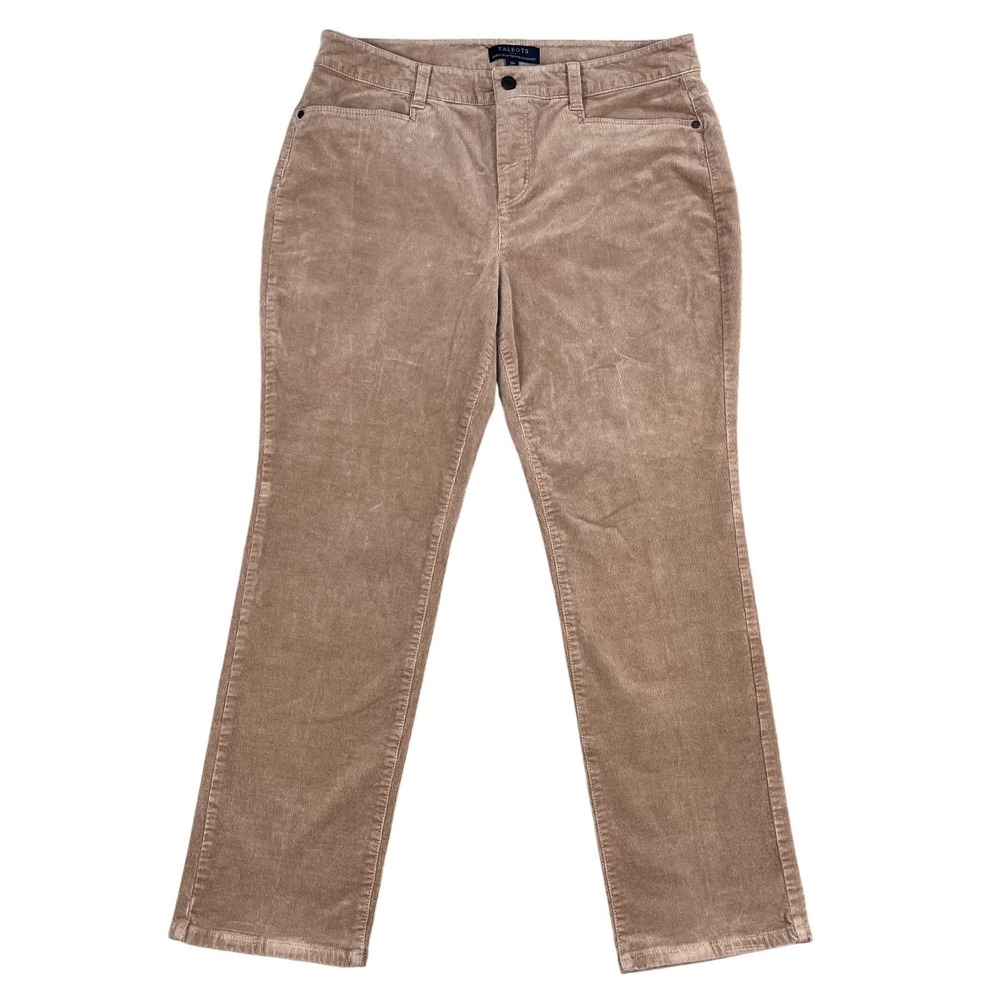 Talbots Corduroy Pants Womens 12P Beige Simply Flattering Five Pocket‎